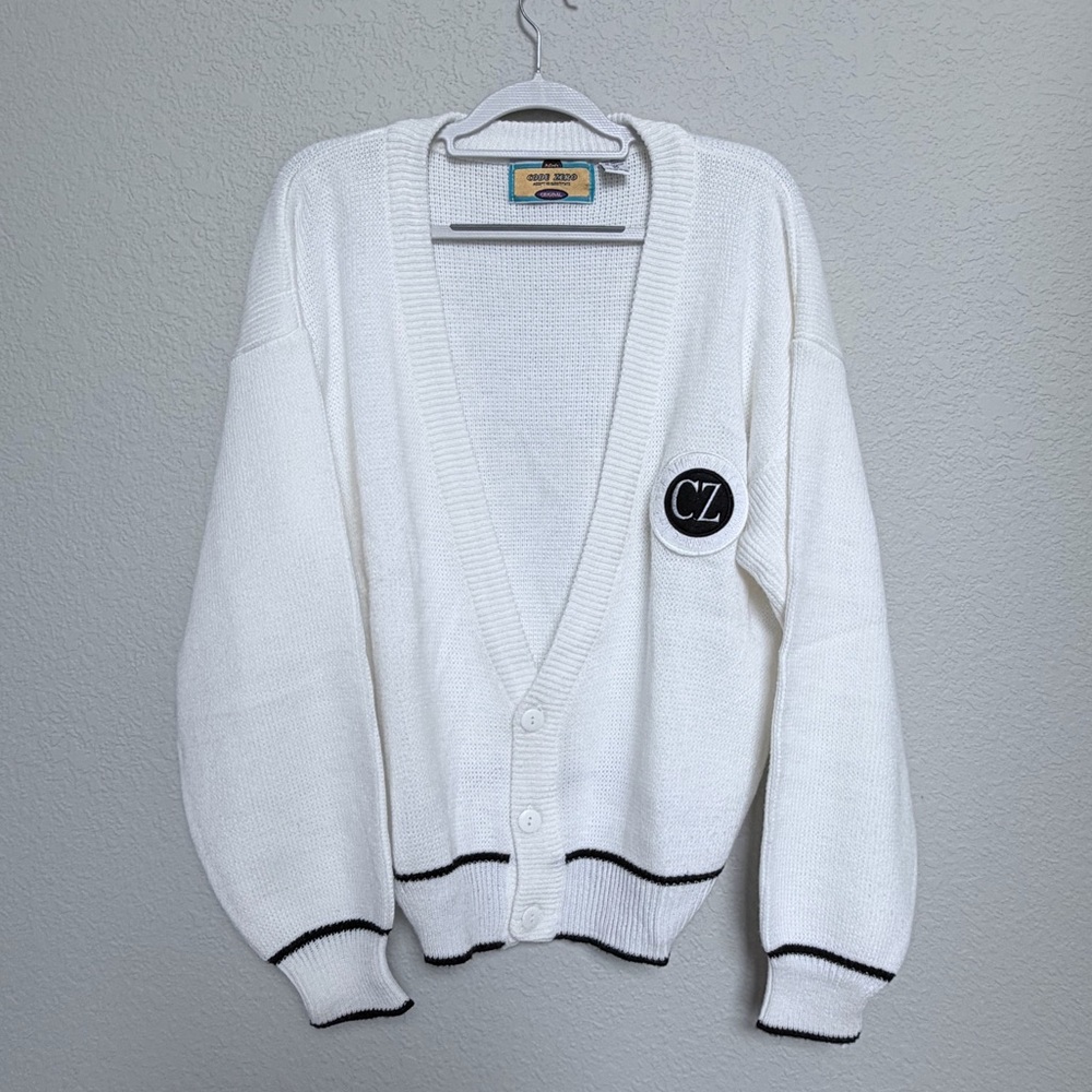 Vintage Code Zero 90's Cardigan Sweater CZ Patch Medium